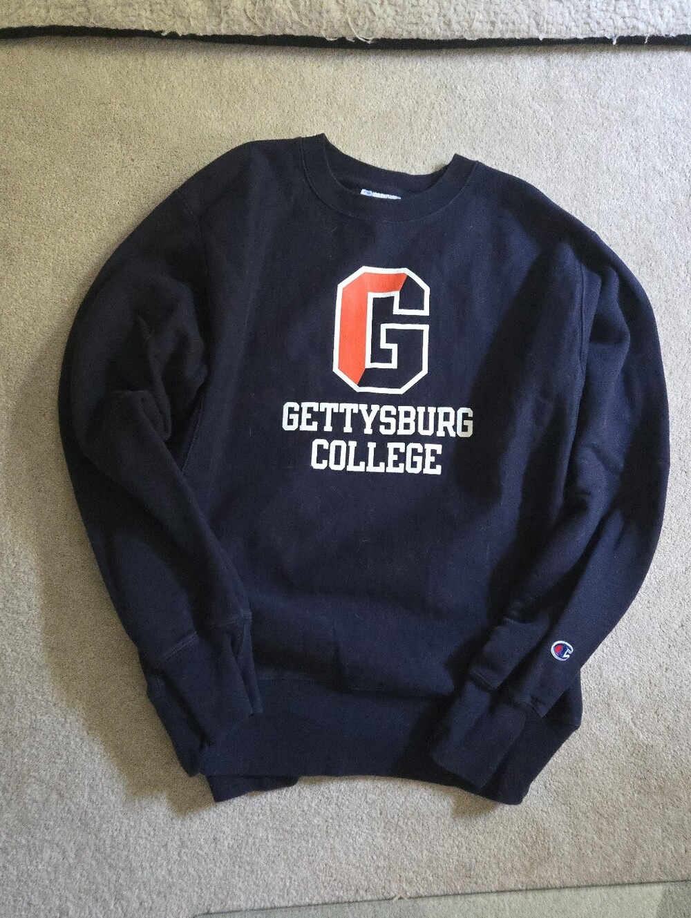 EUC Champion Gettysburg College Size Medium Crewneck Sweatshirt Navy